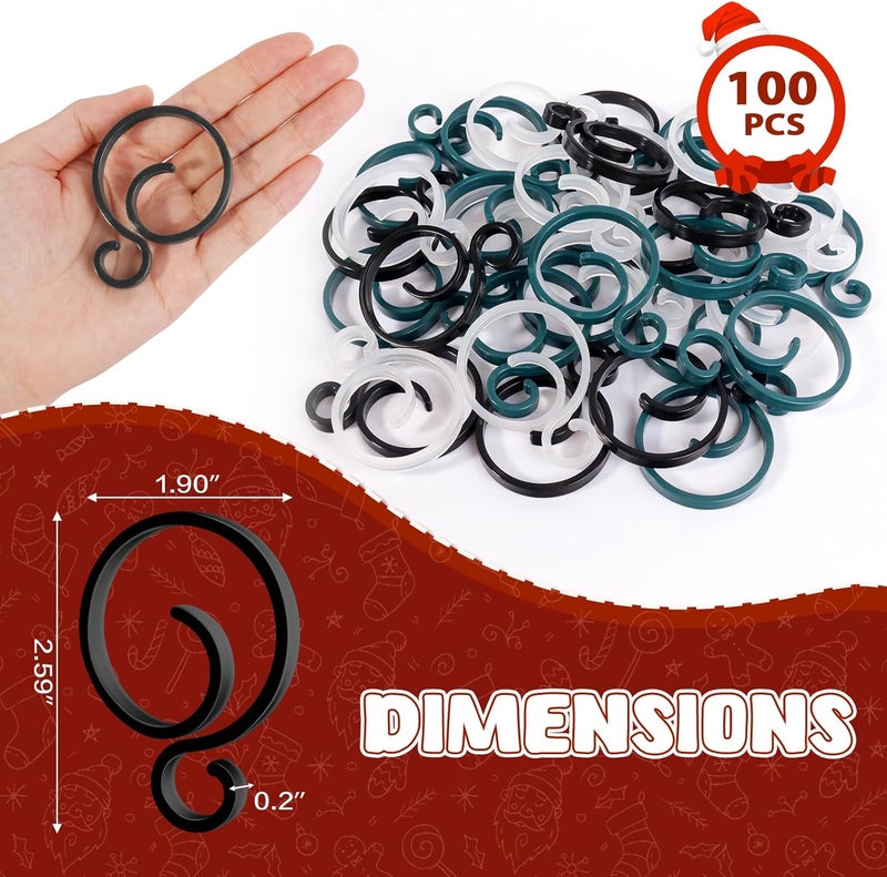 Heonay Christmas Light Clips for Banister Christmas Banister Clips Holiday Garland Hanger Hooks for Stockings String Lights Indoor Outdoor Decorations Stair Railing Fence Deck (Black, 100 PCS) - Image 5